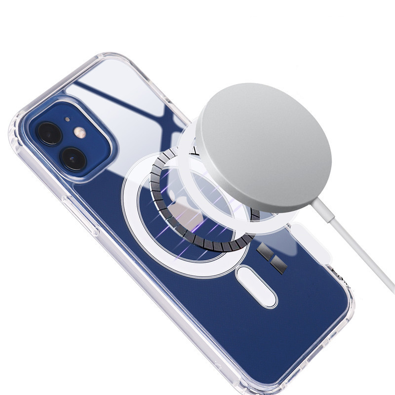Magsoge Fundas de teléfono magnéticas de acrílico transparente transparente a prueba de golpes para iPhone 15 14 13 12 11 Pro Max Mini XR XS X 8 7 Plus Magsafe Charger ultra