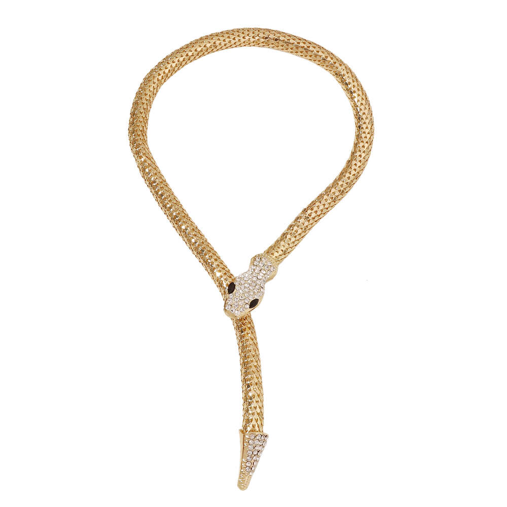 Oro magnetico a forma di serpente Moda Pieno di diamanti Personalità Temperamento esagerato Tendenza Versatile catena leggera alla clavicola