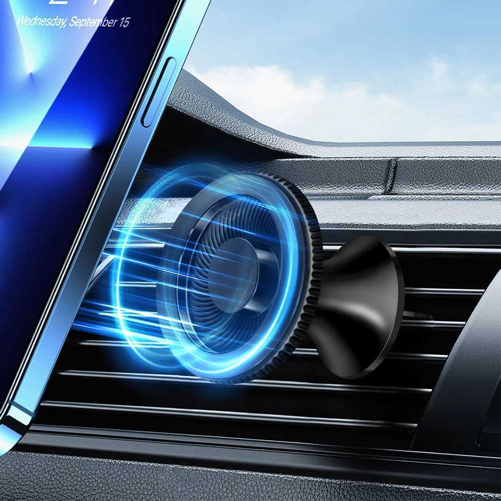 Cell Phone Mounts Holders For Magsafe Car Mount Magnetic Car Air Vent Clip Cell Phone Holder 360 Rotation Magnet Car Phone Stand for iPhone Huawei 240322