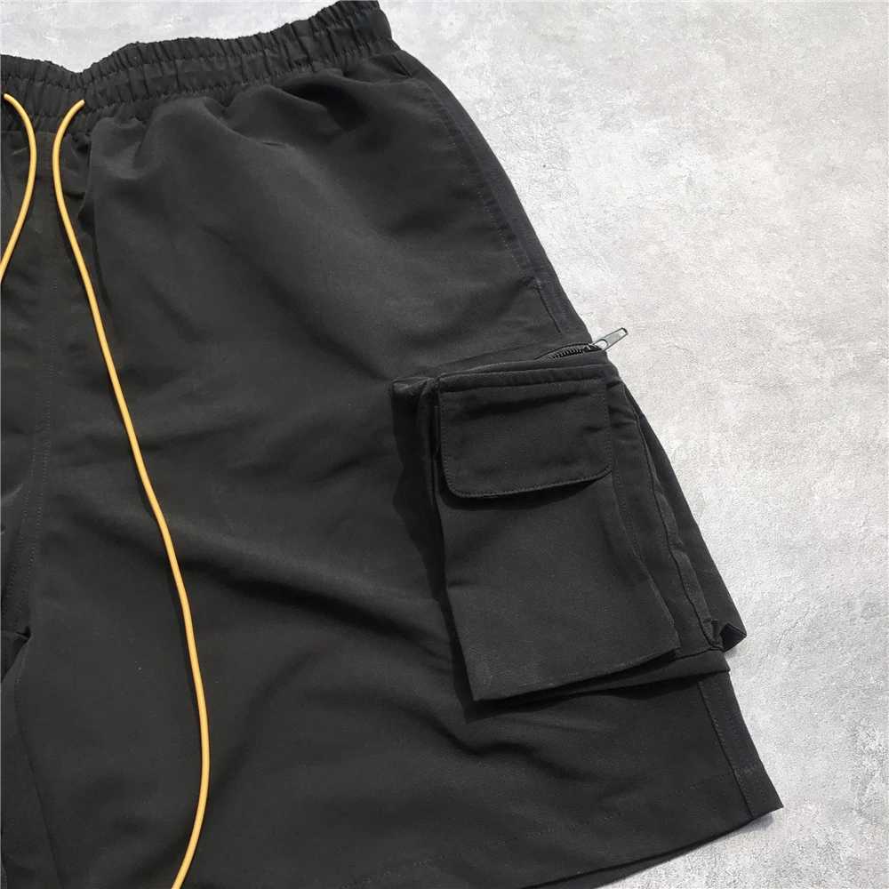 Herren-Shorts für den Sommer, schwarz, Jogger für Militärgüter, lockere Passform, geeignet zum Tragen von Sportbekleidung, kurzärmlige Straßenkleidung mit neun Taschen, J240322