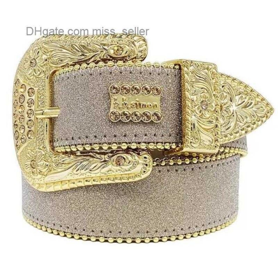 Ceintures de mode pour femmes et hommes, ceinture en strass Bb Simon avec strass scintillants, cadeau miss 277R, 2022