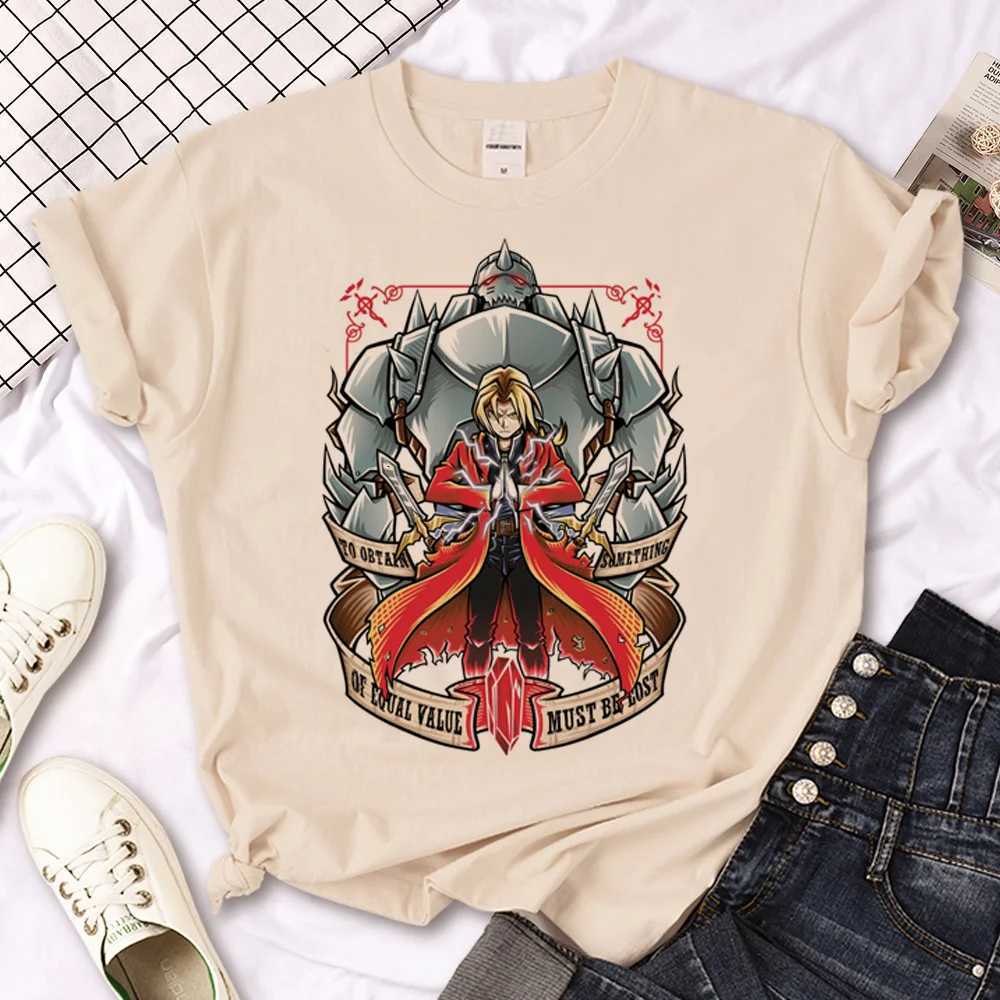 Kvinnors T-shirt All Metal Alchemist T-shirt kvinnlig sommaranime designer t-shirt flicka japanska harjuku kläder 240322