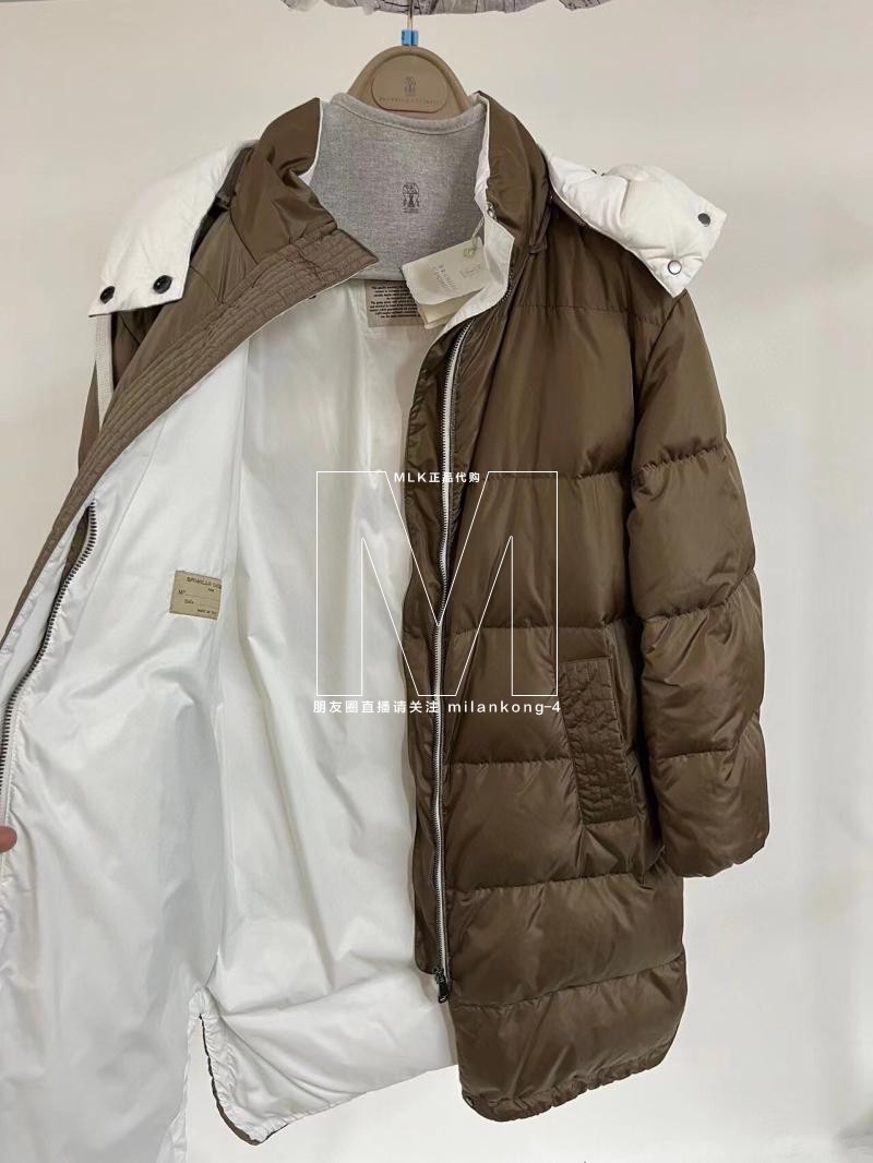 Women Downs Winter Goose Down Brunello Zipper Solid Color Long Sleeve Coats Jacket