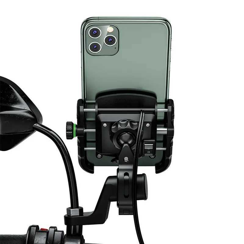 Cell Phone Mounts Holders Motorcycle Mobile Phone Holder Stand Mount for Moto Motorbike Cell Phone GPS Support with Waterproof QC 3.0 USB Charger 240322