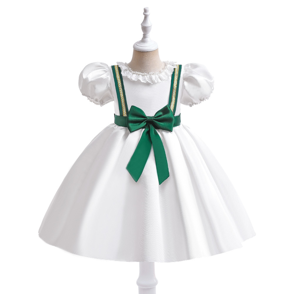Сладкие белые/зеленые драгоценности Платья для девочек-цветочниц Платья на день рождения для девочек Праздничная юбка для девочек Повседневное платье для девочек Детская праздничная одежда SZ 2-4 D322127