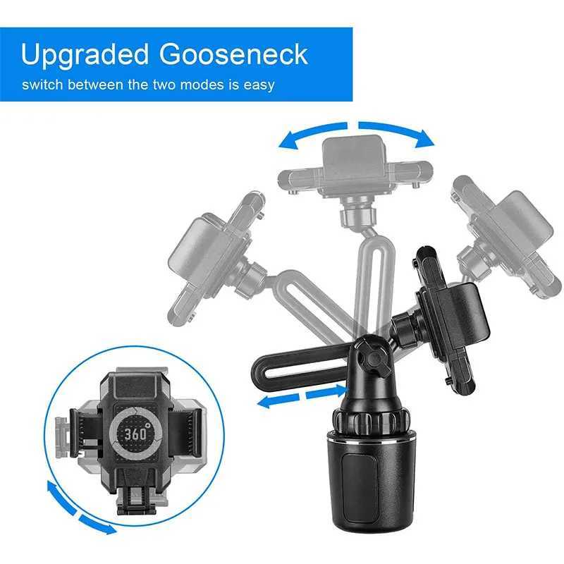 Suportes de montagem de telefone celular Universal Car Cup Phone Holder Celular Mount Stand Ajustável Car Cup Phone Mount para iPhone 14 Huawei Samsung 240322