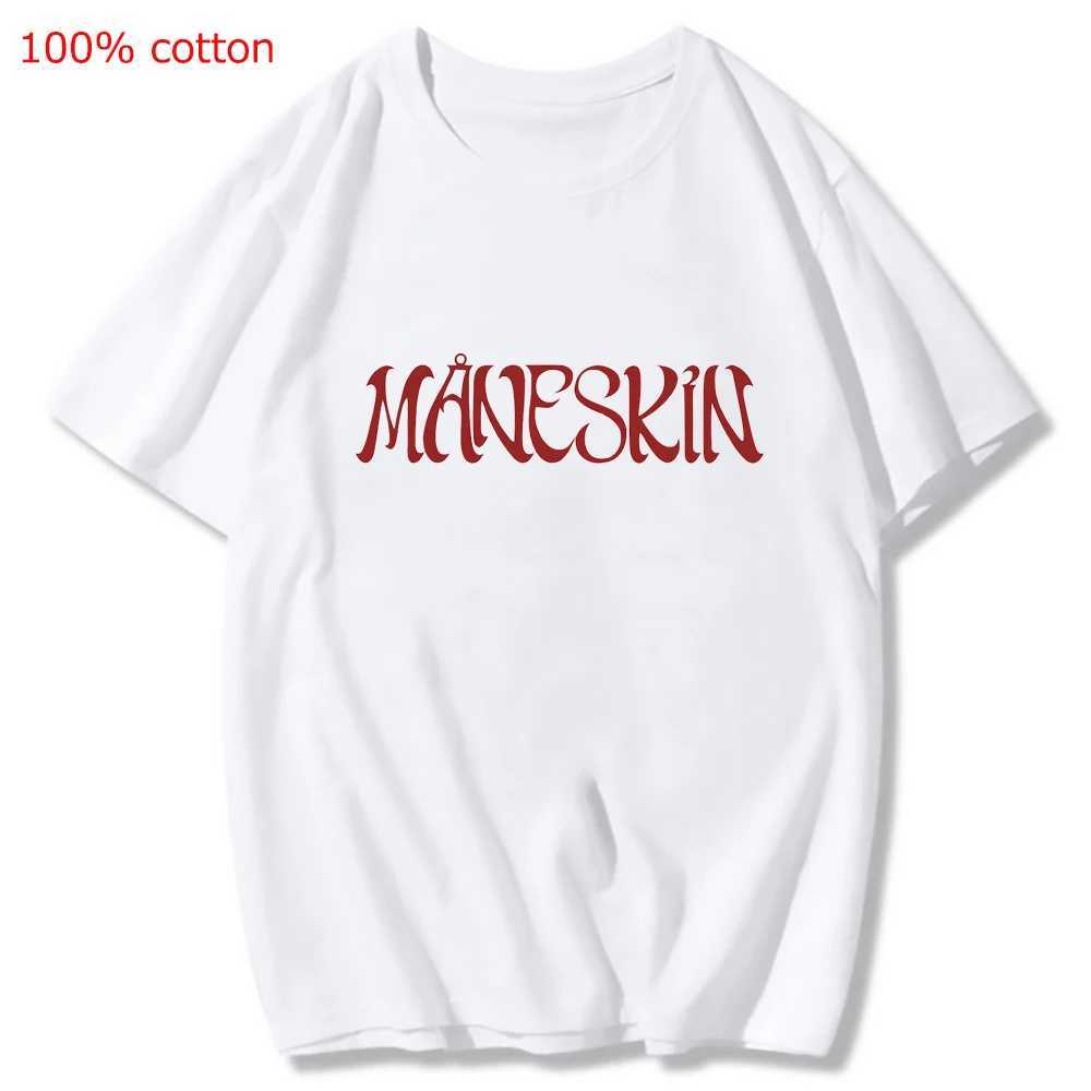 Kadınlar T-Shirt Maneskin T-Shirt Kadınlar Sıradan Hip-Hop Top O-Gell Tshirt Harajuku Kawaii T-shirt Gotik Erkek Tişört Önemsiz Giyim Y2K Estetiği 240323