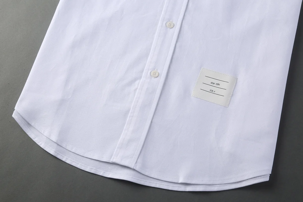 Nouveaux hommes Oxford broderie gris classique rayé mode chemises en coton décontractées chemise poche manches courtes haut taille 0 1 2 3 4
