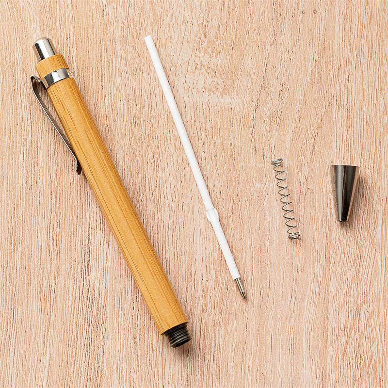 Stylos en bambou Stylo à bille rétractable en bois Encre noire 1 mm Écriture durable Stylos en bambou écologiques en vrac pour la maison, le bureau, les fournitures scolaires, les journaux, les cadeaux d'écriture