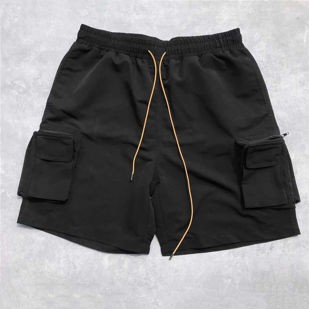 Herren-Shorts für den Sommer, schwarz, Jogger für Militärgüter, lockere Passform, geeignet zum Tragen von Sportbekleidung, kurzärmlige Straßenkleidung mit neun Taschen, J240322