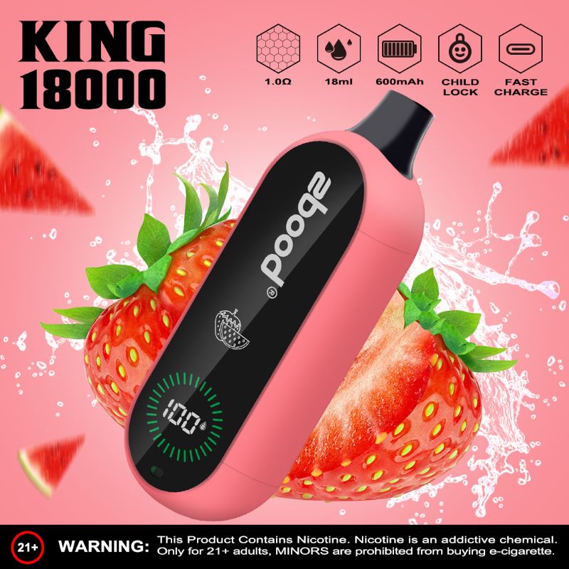 100% original ZBOOD KING 18000 Puff descartável 18K PAPE PENS Cigarros eletrônicos de 18 ml Mesh malha tela tela recarregável e cigarro de cachimbo de cigarro wape