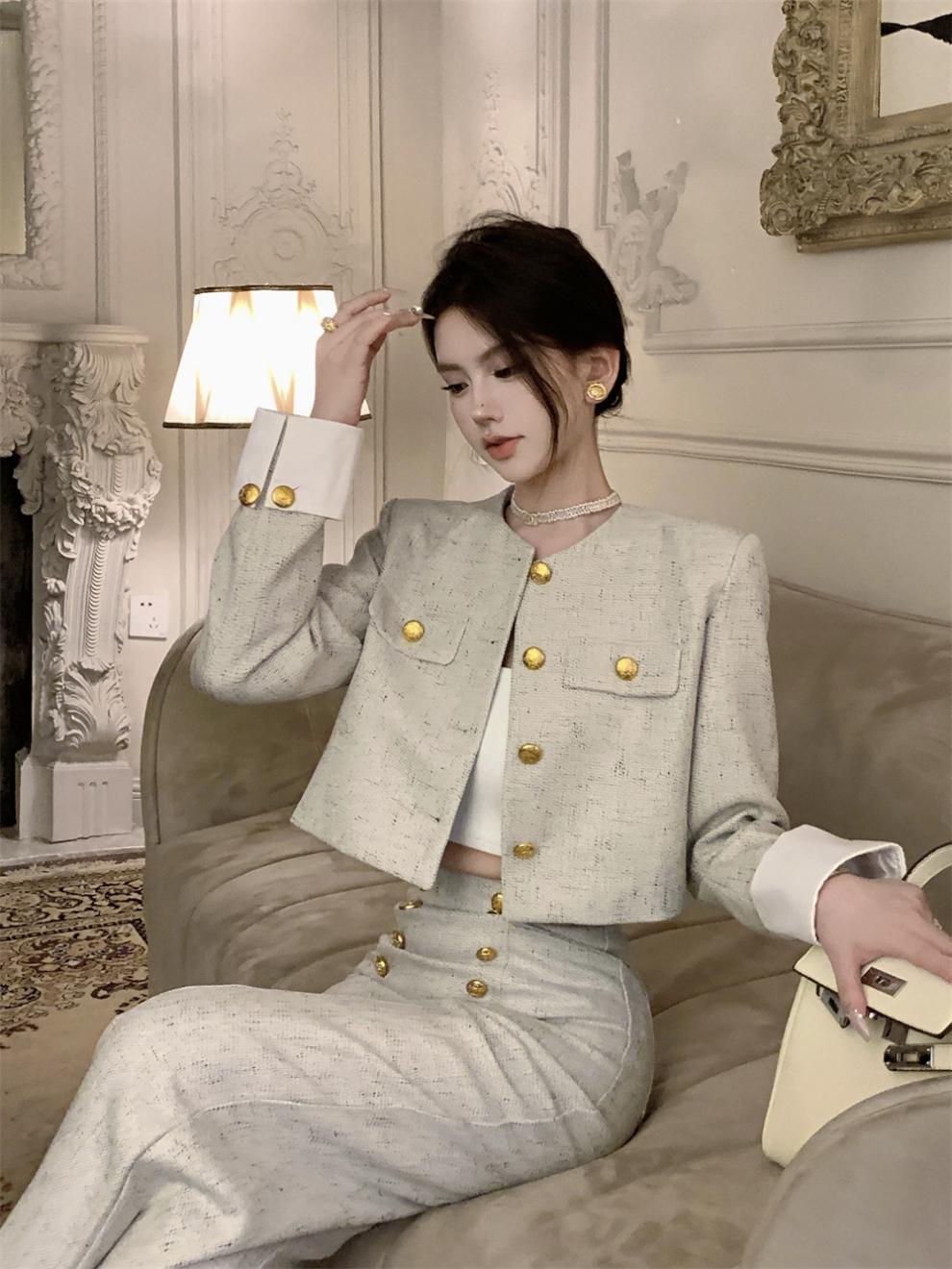 French small fragrance suit, women's autumn suit, light luxury jacket, trousers two-piece set