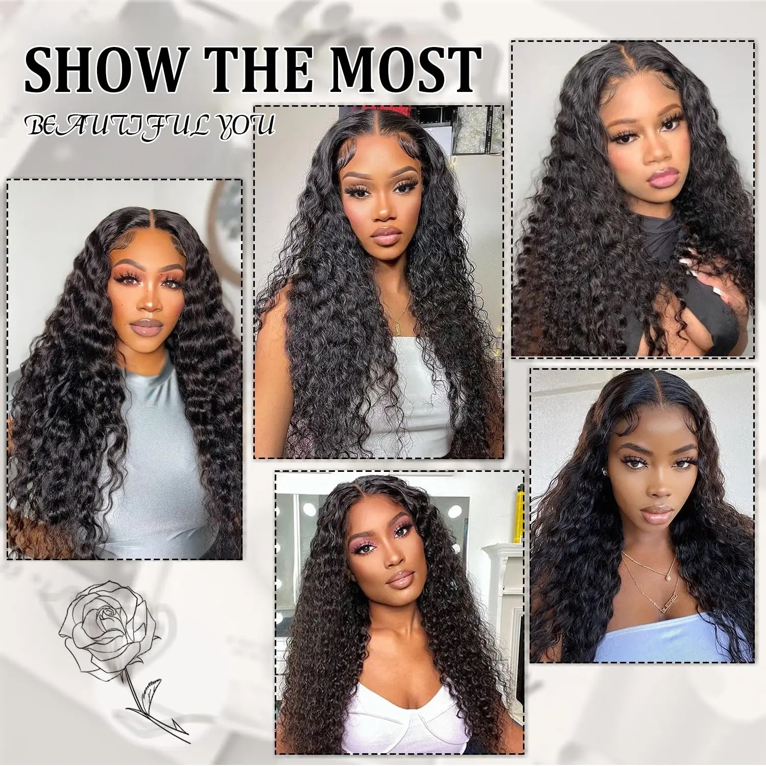 Blueless Deep Wave Frontal Peruka 5x5 6x4 HD Lace Closure Peruka Zakończona linia lotnicza Pre -Cut Curly Human Hair Peruki