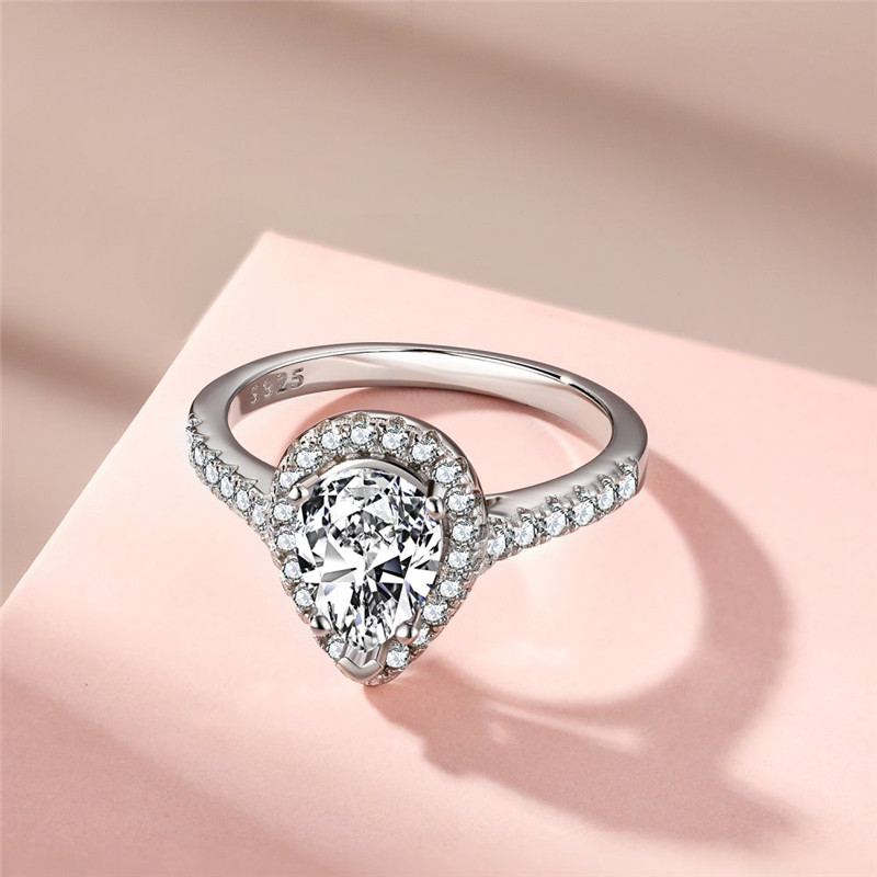 1ct poire diamant bagues de créateurs pour les femmes de mariage en argent sterling 925 bague de fiançailles femme rose blanc 5A zircone bijoux de luxe Saint Valentin boîte cadeau taille 5-9