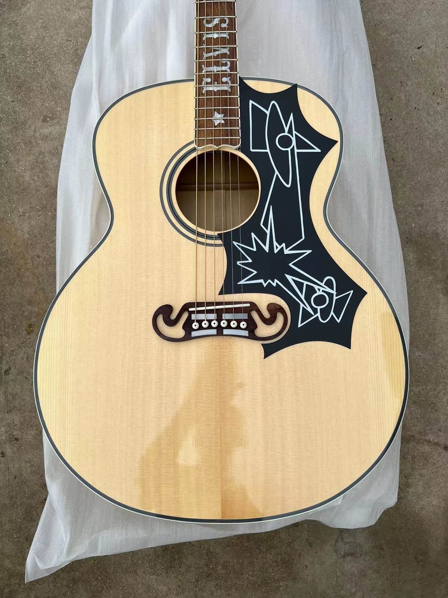 Yeni 43# J200 G Akustik Elektro Gitar Doğal 20220808