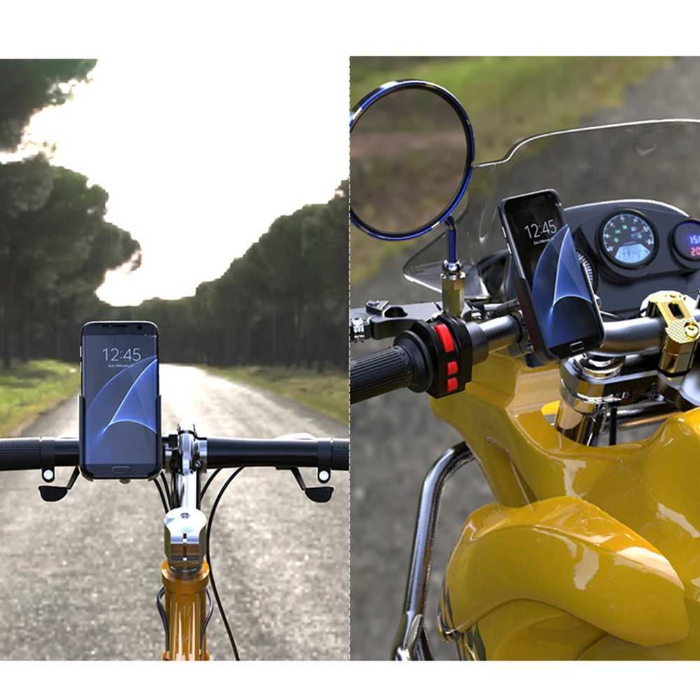 Supports de téléphone portable Base de montage de téléphone de moto en alliage d'aluminium support de téléphone portable de Scooter cyclomoteur rétroviseur Smartphone support universel 240322