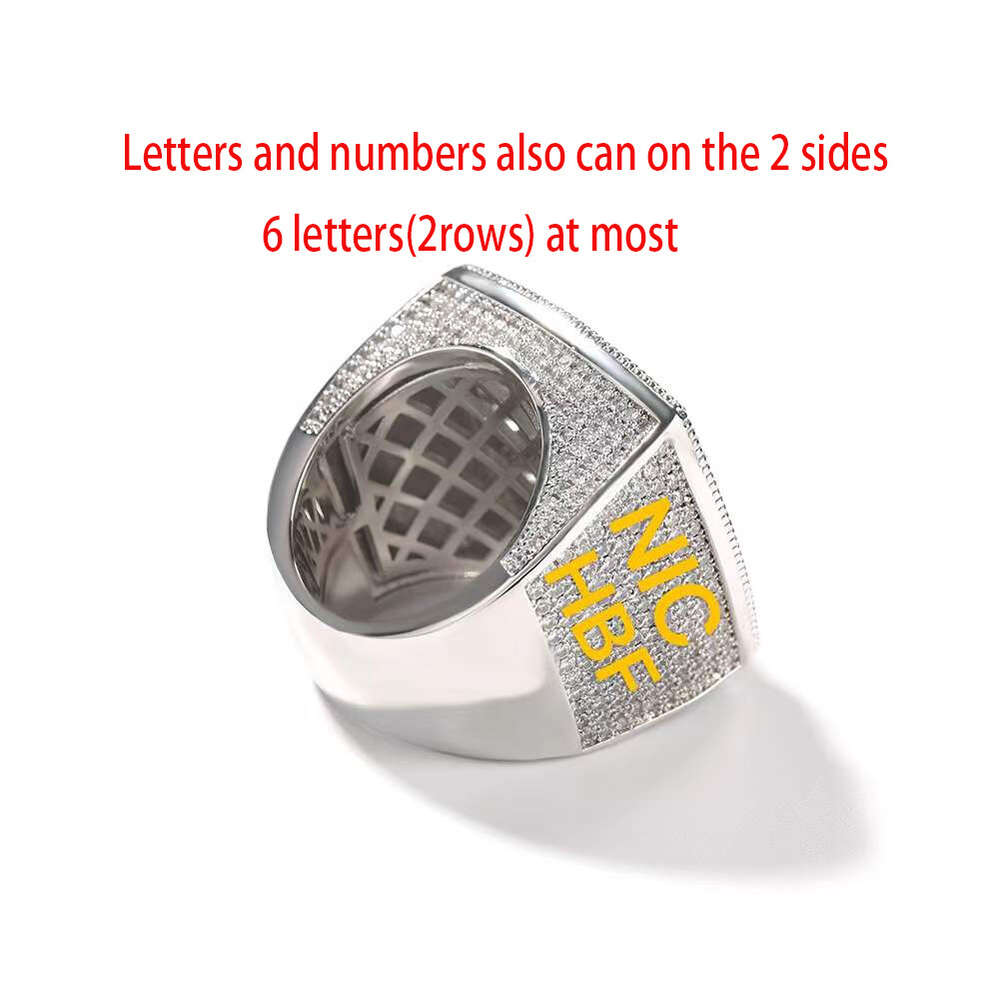 Anéis com nome personalizado Uwin, 1-9 letras, anel de campeonato de zircônia cúbica completa, joia hiphop personalizada