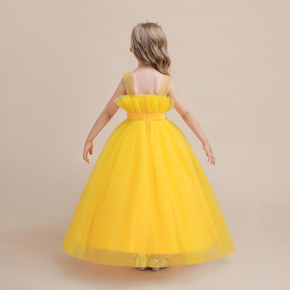 Doce Rosa Branco Amarelo Vinho Jóia Flor Vestidos de Menina Vestidos de Aniversário de Meninas Saia de Festa Menina Vestido de Todos os Dias para Crianças Desgaste de Festa SZ 2-4 D322130