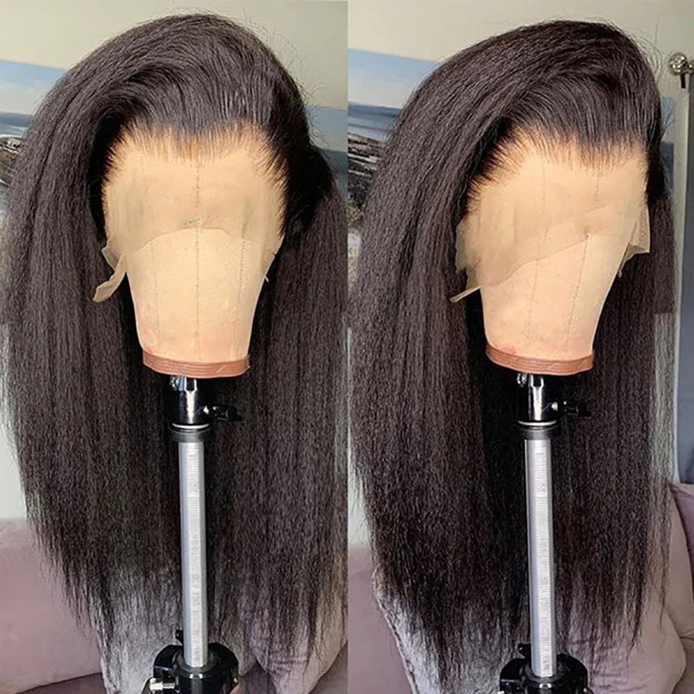 Lace Front Pruiken Kinky Rechte Menselijk Haar Pruik HD Transparante Yaki Rechte Kant Frontale Menselijk Haar Pruiken voor Vrouw Menselijk Haar