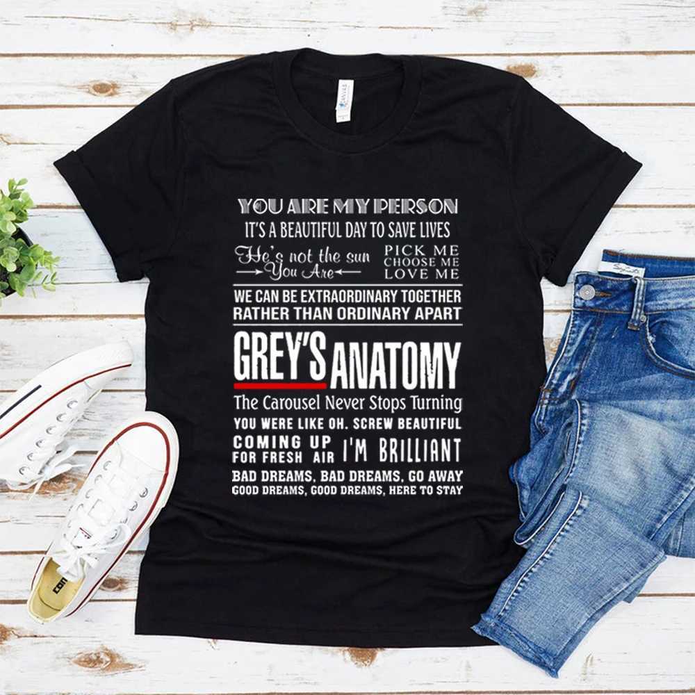 T-shirt femme Greys Anatomy Shirt Greys Anatomy Quotes T-shirt You Are My Person Shirt C'est une belle journée pour sauver des vies 240323