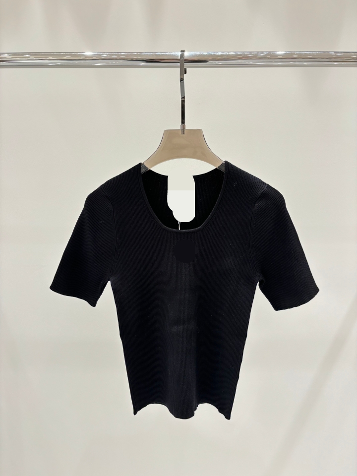 3003 2024 primavera verão marca mesmo estilo camisola preto branco manga curta tripulação pescoço roupas femininas de alta qualidade shun