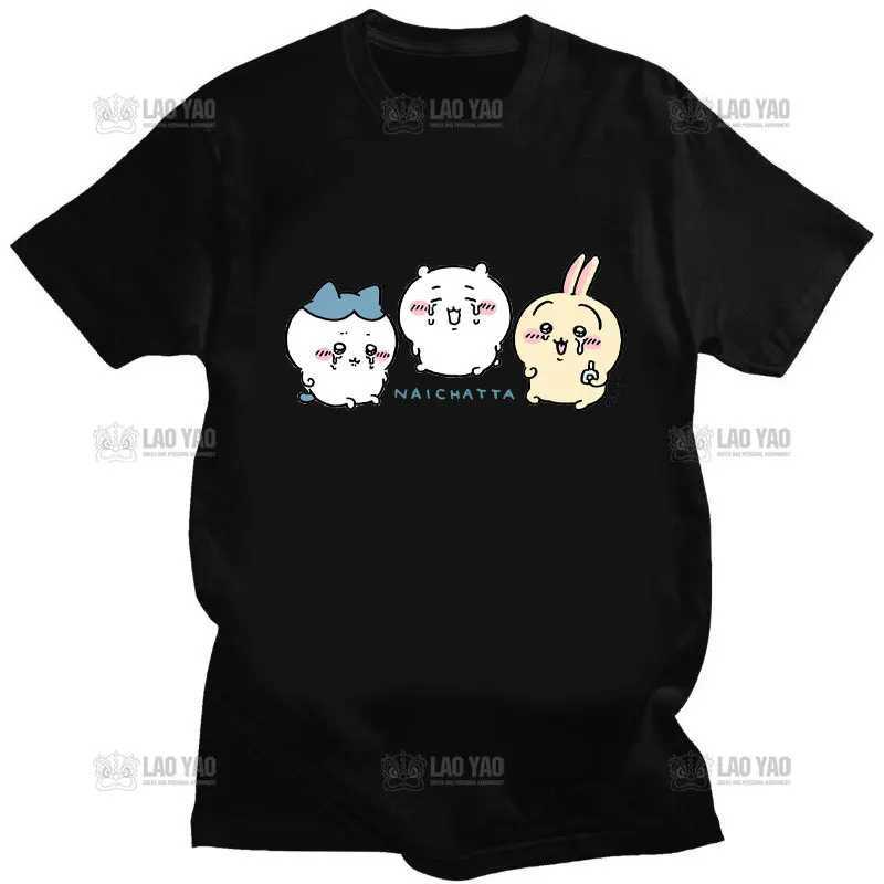 Kvinnors t-shirt kawaii chikawa kanin tryck tennagi cos kanin hund kvinnor tröja anime mönster tryckt t-shirt harajuku kvinnors kortärmade topp 240322