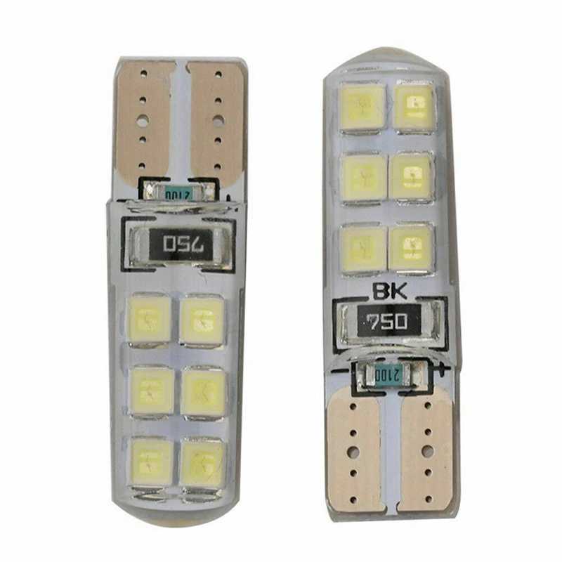 Andra billampor 10x Xenon White T10 W5W 12-SMD 2835 LED CanBus Error Free Silicon Bulb Kitl204