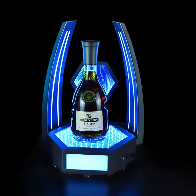 LED Rechargeable Infinity Mirror Backlit Sign Champagne Bottle Presenter Imperial Crown Queen Wine Whisky XO Bottle Glorifier