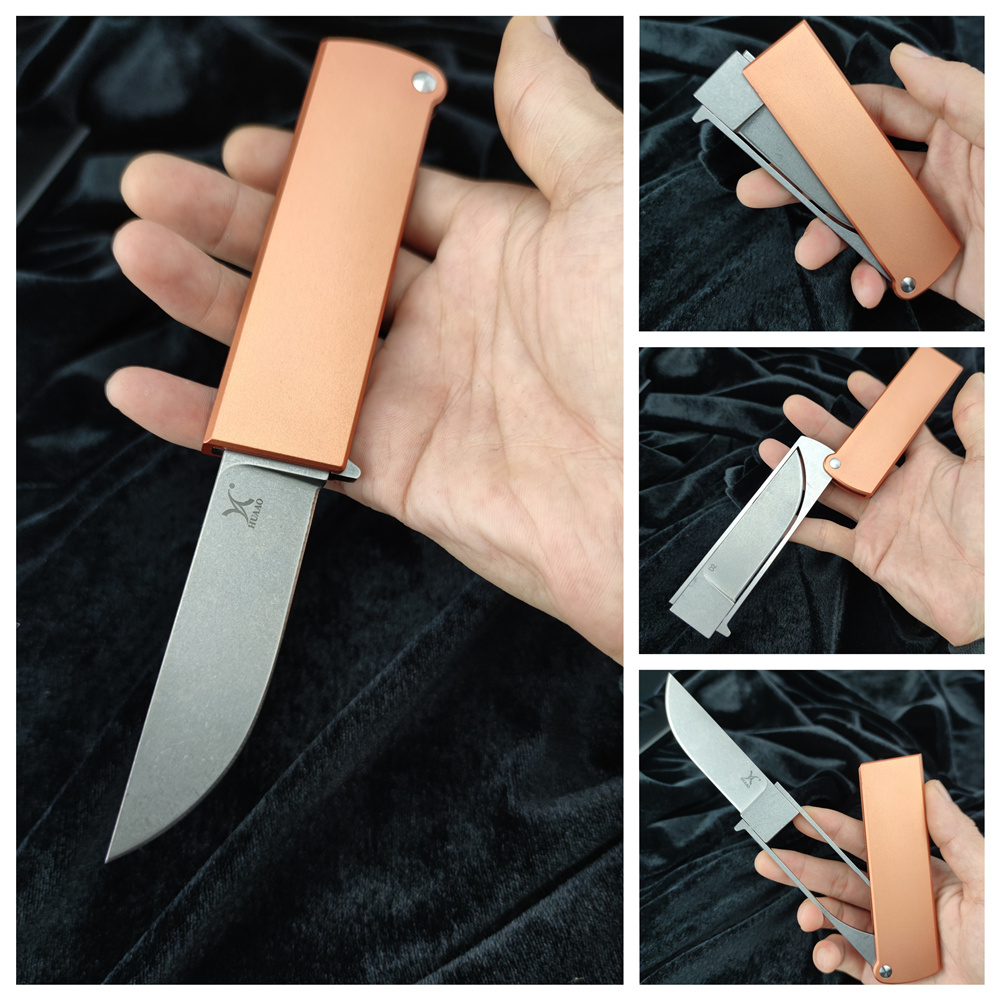 Cuchillo plegable abatible de bolsillo con apertura Manual, hoja D2 T6, mango de aluminio, supervivencia táctica, EDC para exteriores, caza, autodefensa, Camping, EXO