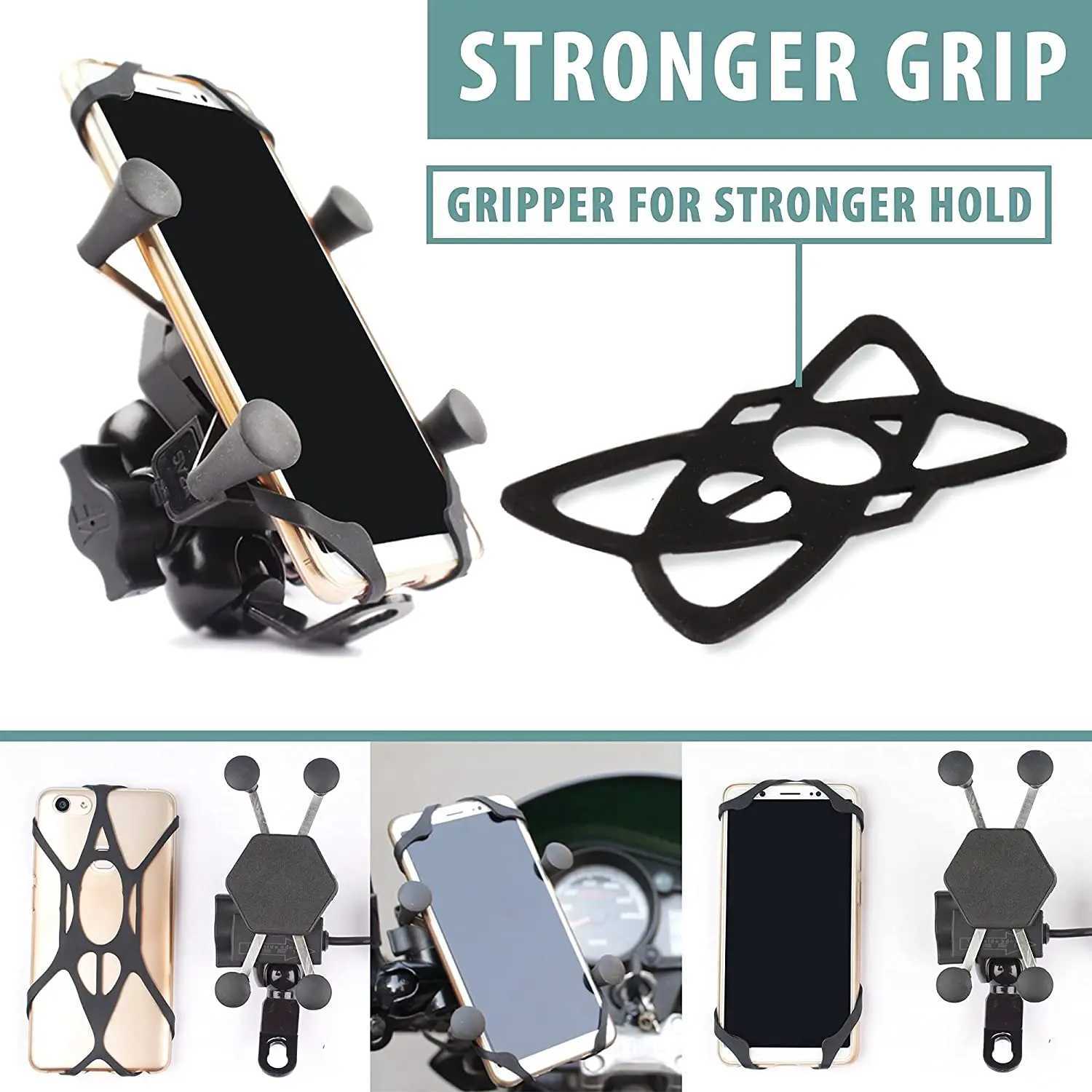 Supports de téléphone portable Support de montage de Support de téléphone portable de Moto avec chargeur USB Rotation à 360 degrés pour pochette de Moto pour téléphone portable de 3.5 à 6.5 pouces 240322