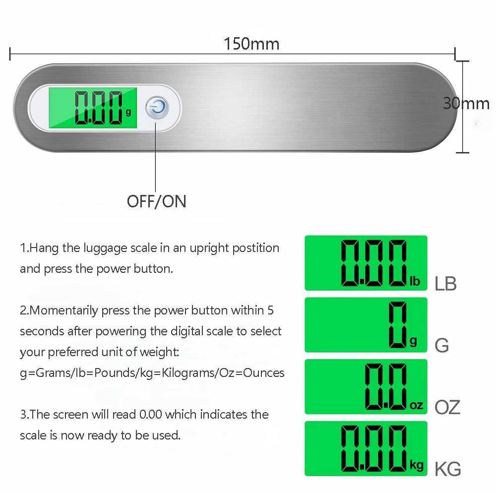 家庭スケールLCDデジタル荷物スケール50kg x 10gポータブル電子スケール重量バランススーツケース旅行バッグ