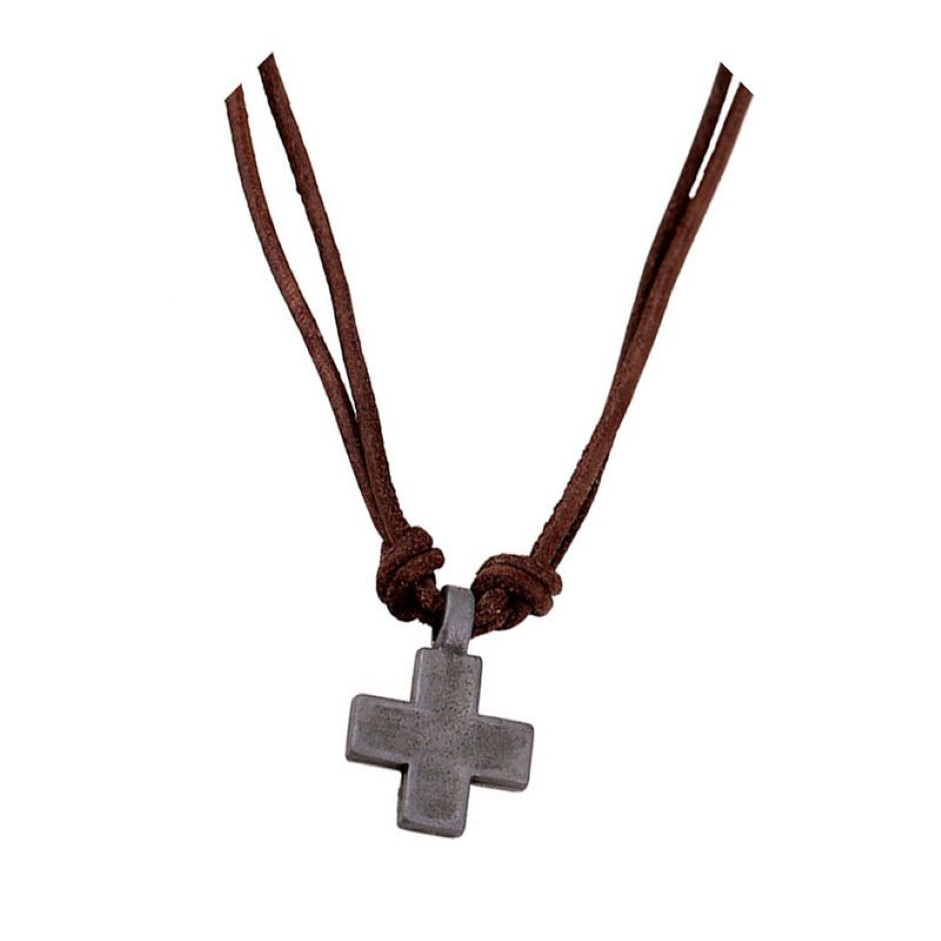 Kreuz Herren Schmuck Vintage Echtes Leder Seil Halskette für Frauen Punk Antike Anhänger Halsketten Mode Gebet Geschenk Chain2459