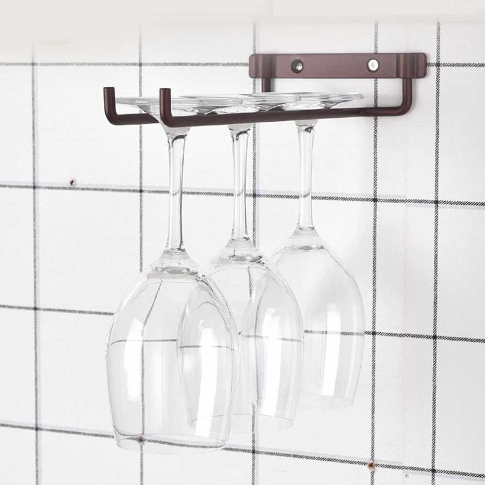 Bar Tools Iron Double Row Wine Rack Glass Holder Stemware Home Bar Pub Holder Hanging Bar Hanger Shelf Kitchen Organizer Tools 240322