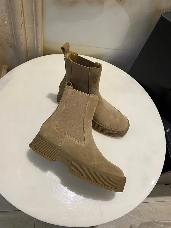 Laarzen dave di schoenen dames voorjaars mode mode laars stijl retro suède enkel lederen laars vrouwen casual chelsea boot