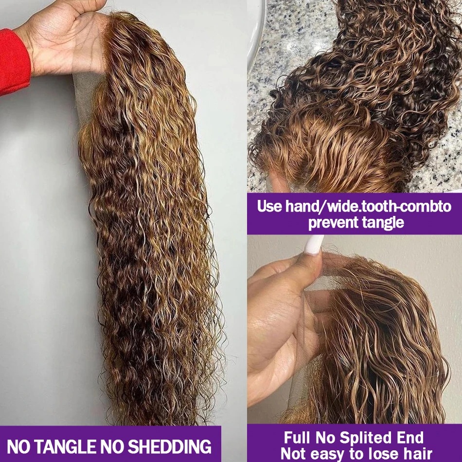 Pelucas de cabello humano con encaje Frontal rizado, color marrón miel, 250 de densidad, 30 pulgadas, 13x6, 13x4, color degradado, peluca Frontal de encaje profundo