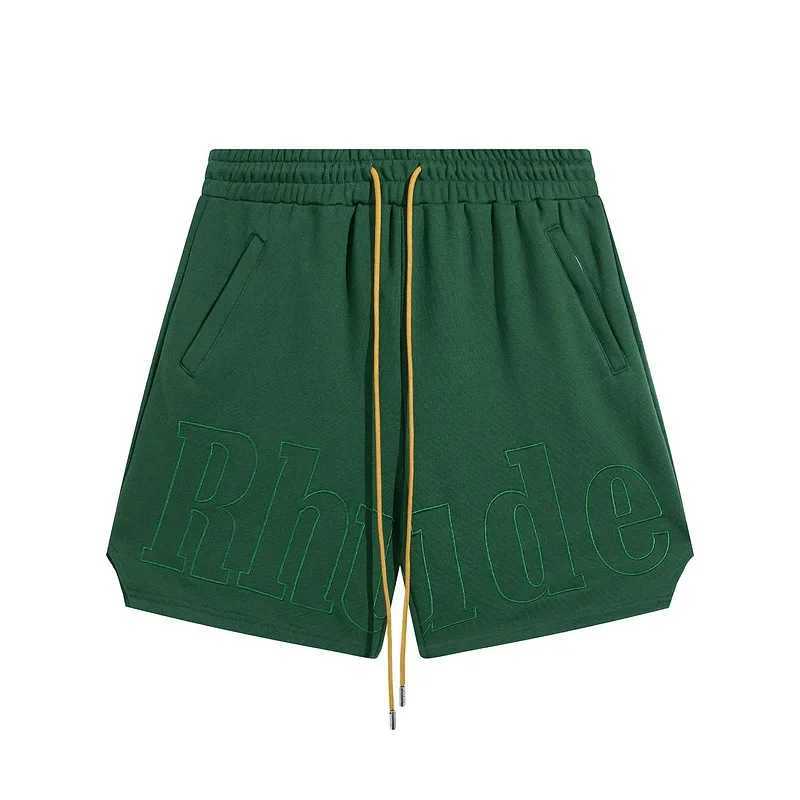 Herren-Shorts, bestickte Buchstaben-Shorts mit Reißverschlusstaschen für Männer und Frauen, beste Qualität, gelbe, gebürstete, übergroße Baumwolle, lässig, H240401HGE0