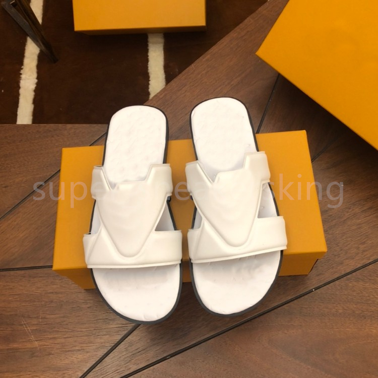 Män tofflor designer sandaler flip flop läder kalvskinn sandaler sommar lat stor mode hem strand avslappnad med lådor storlek 38-46