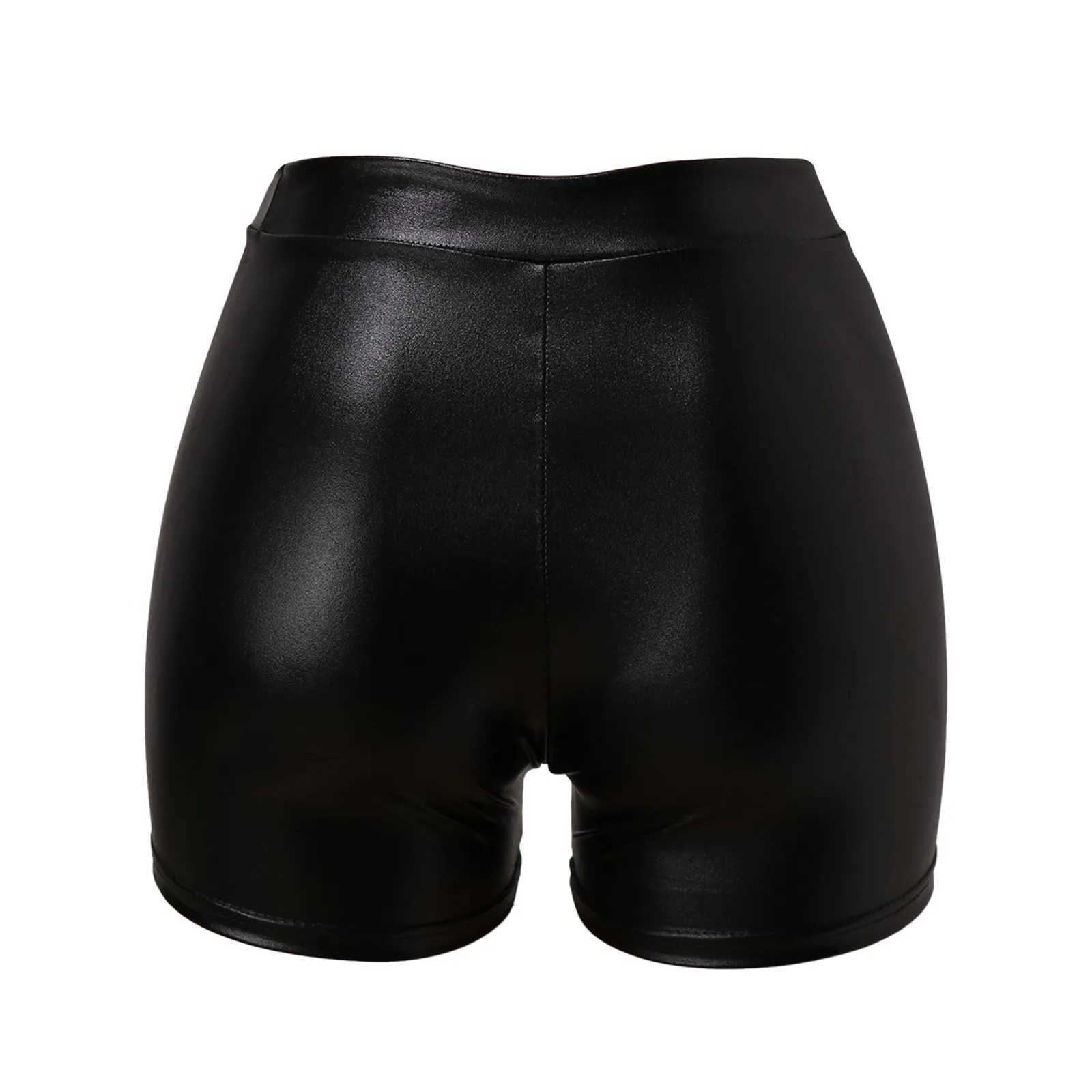 Pantalones cortos de mujer Pantalones cortos de cuero sexy para discoteca para mujer push ups de cuerpo de cintura alta velocistas negros deportes y fitness pantalones cortos delgados sexy para mujer L2403