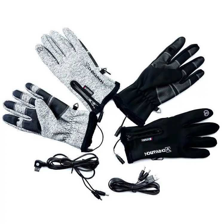 Luvas de ciclismo USB aquecimento elétrico luvas de pesca 5 dedos completo calor takeout despachante inverno ciclismo caça luvas quentes toque de dedo nu 240322