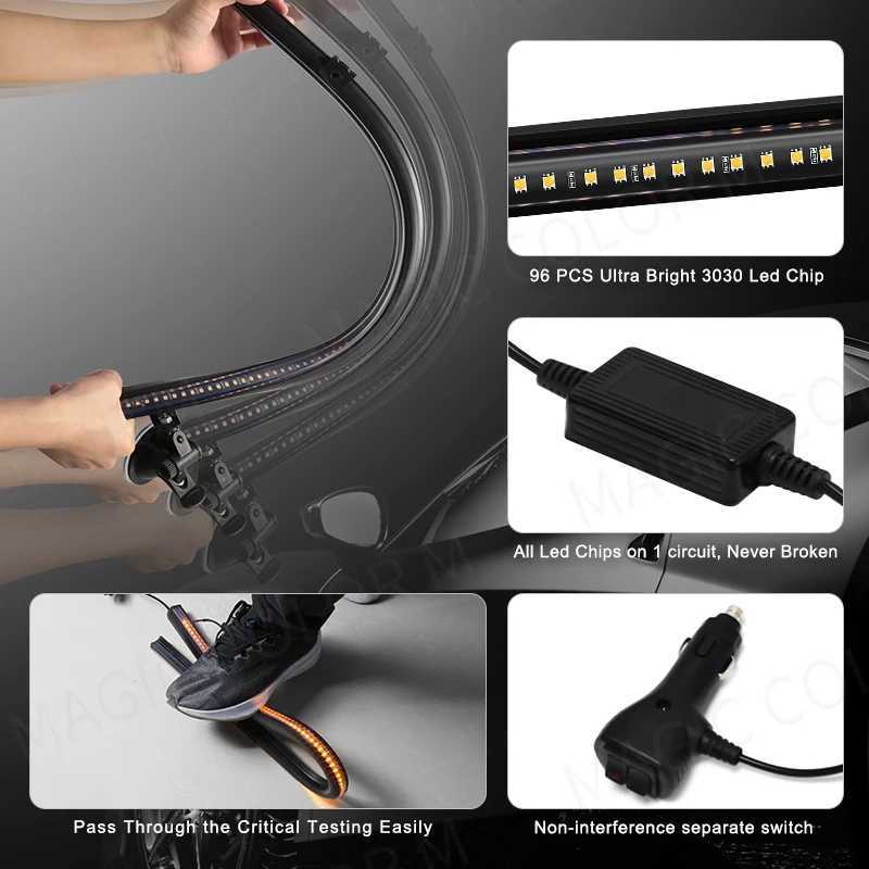 Other Car Lights 96 LED 3030 Beads Front Windshield Car Strobe Light Bar Traffic Signal Emergency Flash Car Roof Warning Light 12V-24L204