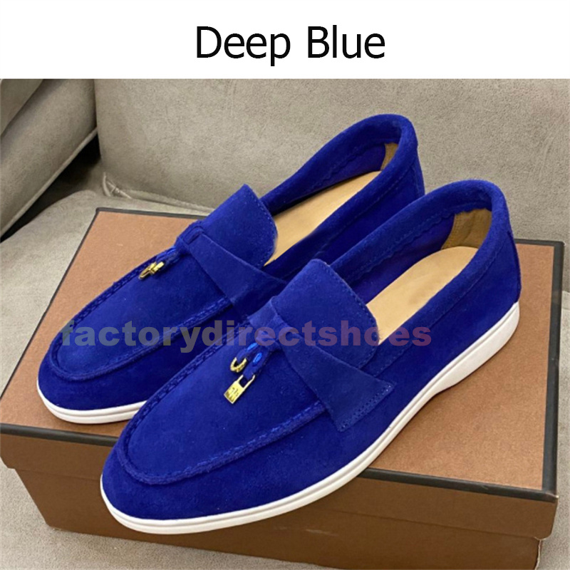 With box Italy dress shoes for men Tricolor Boat Black Dark Grey Green blue Beige women designer sneakers Summer Charms Walker White Sole Suede Loafers Piana trainers