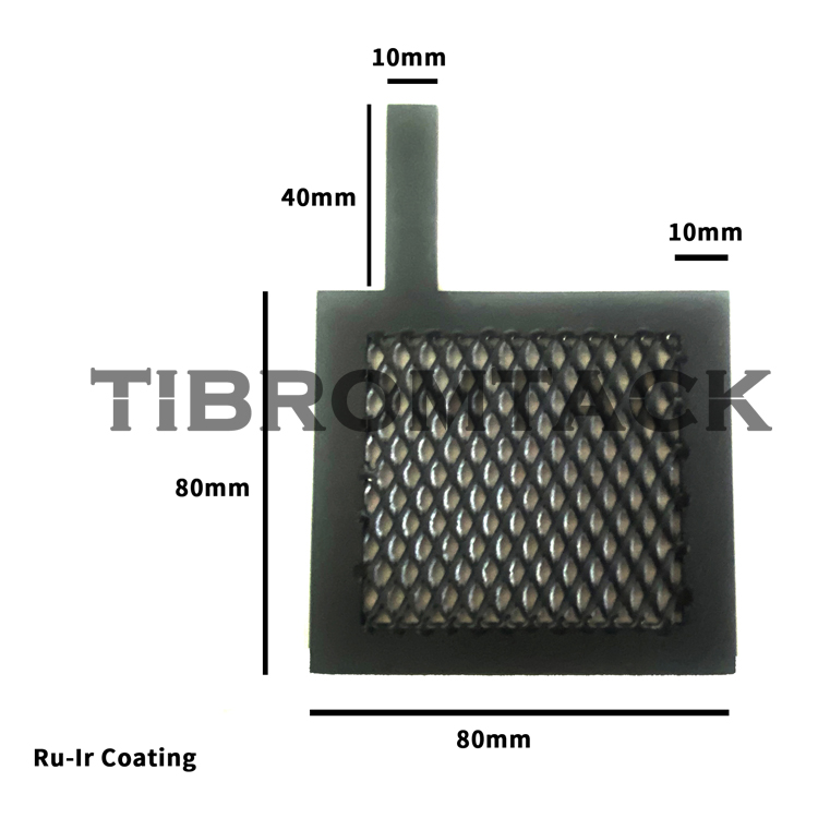 Malha de ânodo de titânio MMO 80*80mm para substrato de tratamento de água Gr1