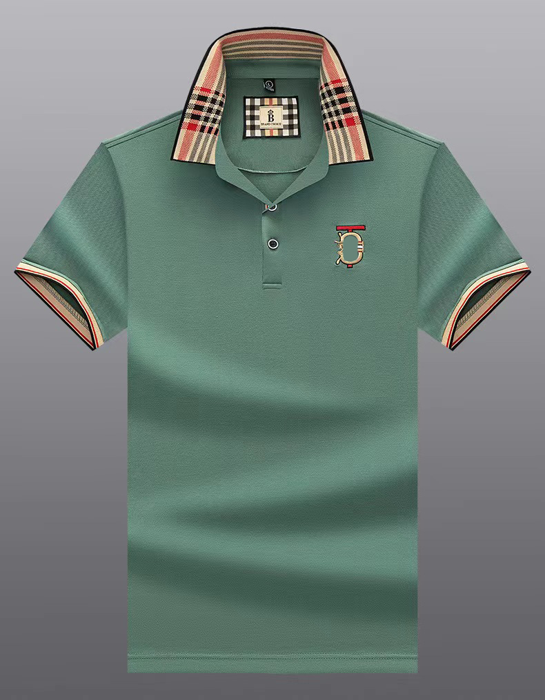 2024 الصيف قميص بولو جديد للرجال مطرزة تي شيرت القميص القصيرة الأزياء الكبرى تي شيرت بلون البولو طوقا الرجال الصلبة
