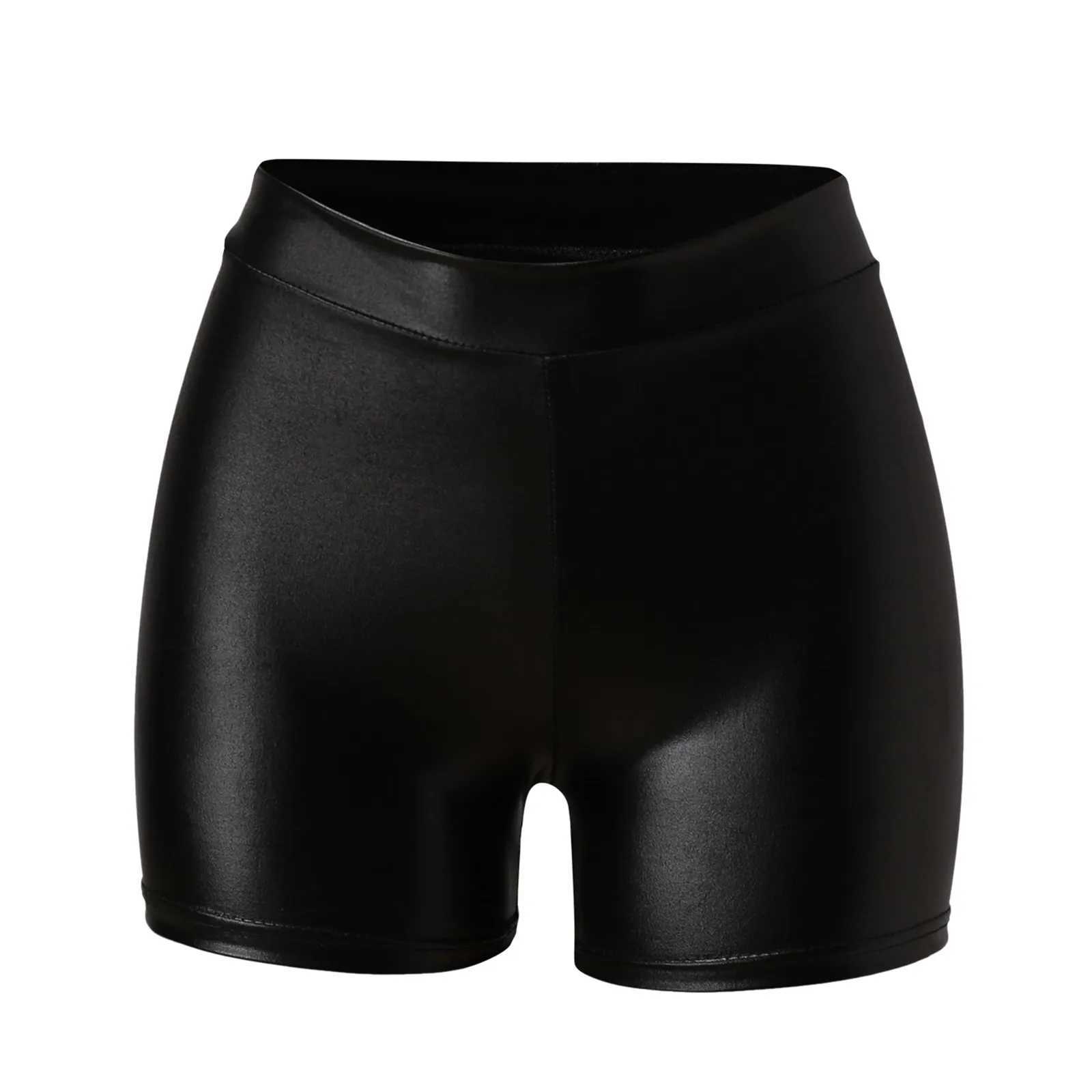 Pantalones cortos de mujer Pantalones cortos de cuero sexy para discoteca para mujer push ups de cuerpo de cintura alta velocistas negros deportes y fitness pantalones cortos delgados sexy para mujer L2403