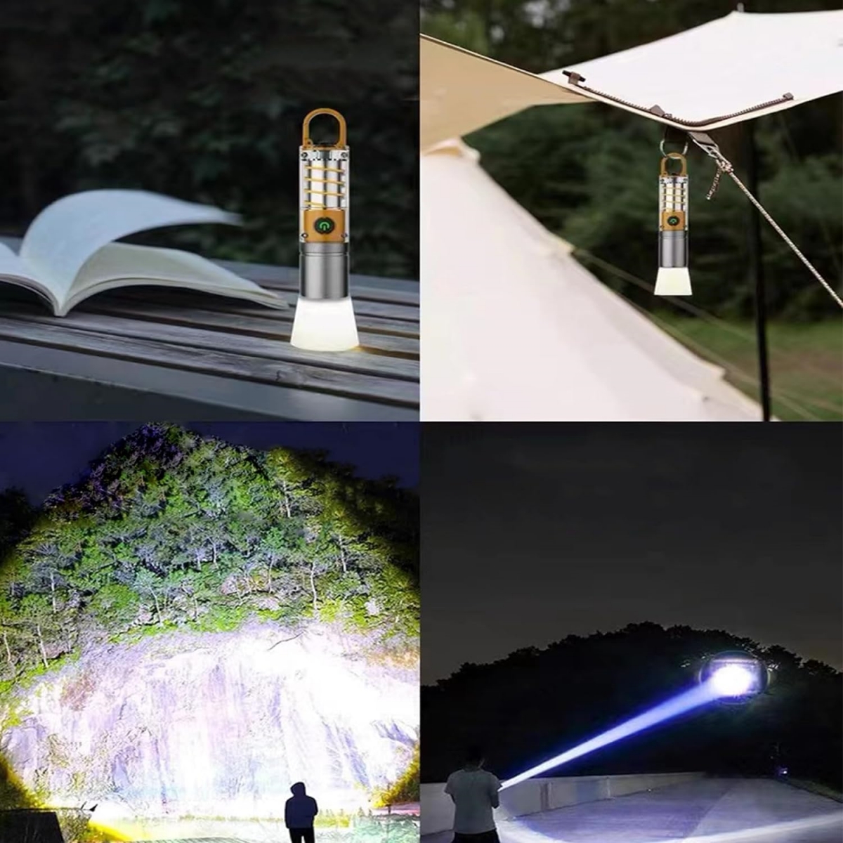 Lanternas LED recarregáveis, lanterna de 30.000 lúmens, USB-C alimentada por bateria, alta potência brilhante, 6 modos, lanterna potente para caminhada, acampamento, emergência