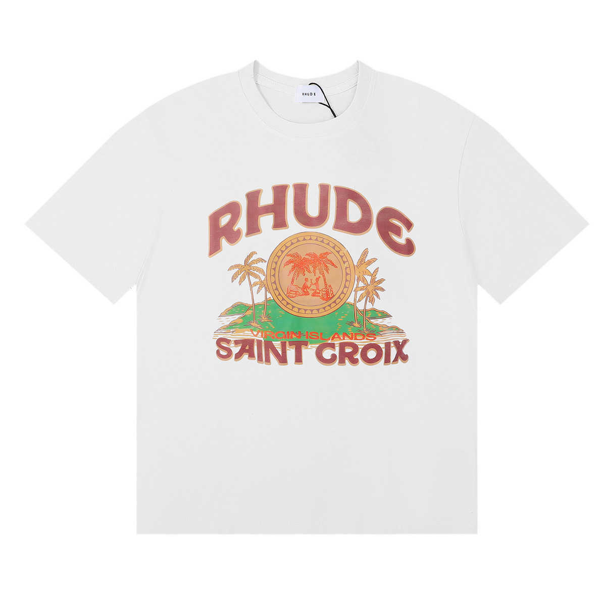 Meichao printemps/été nouveau Rhude lettre impression décontracté ample à manches courtes T-shirt pour hommes et femmes