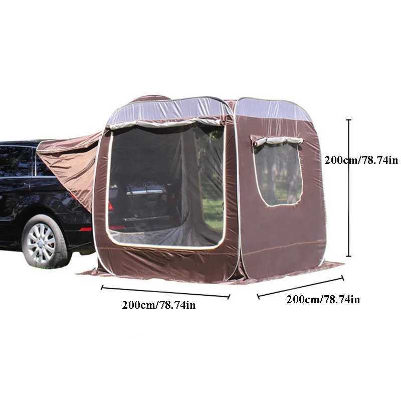 Tält och skyddsrum bil bakre utökad tält automatisk pop-up 4-6 person självkörning utomhus camping skydd SUV strand takfiske markis pergola 240322