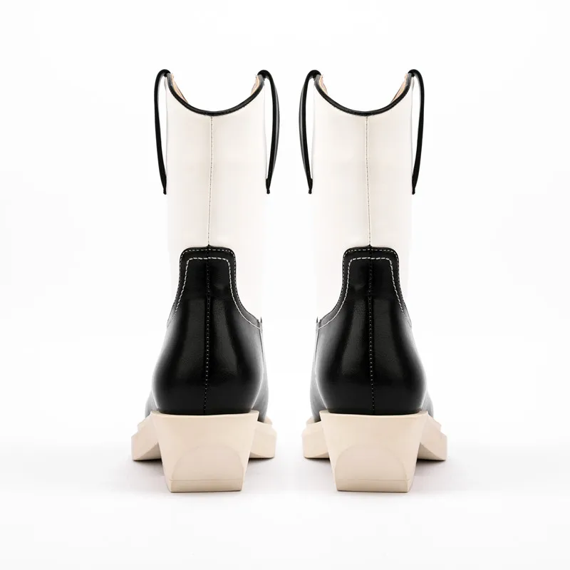 ブーツ2022ファッションウーマンショートブーツ厚い底の正方形のつま先ぬいぐるみ女性靴冬の混合色原油ミッドカーフブーツムージェ
