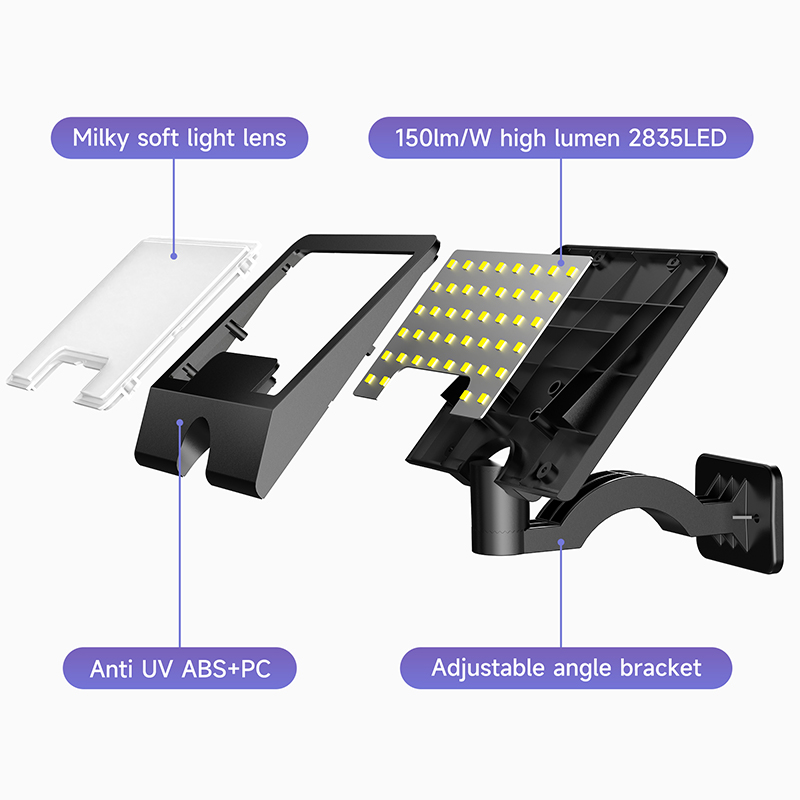 Luz solar rotativa manual multiângulo, 5 anos de garantia, painel mono, luz solar de parede, poeira ao amanhecer