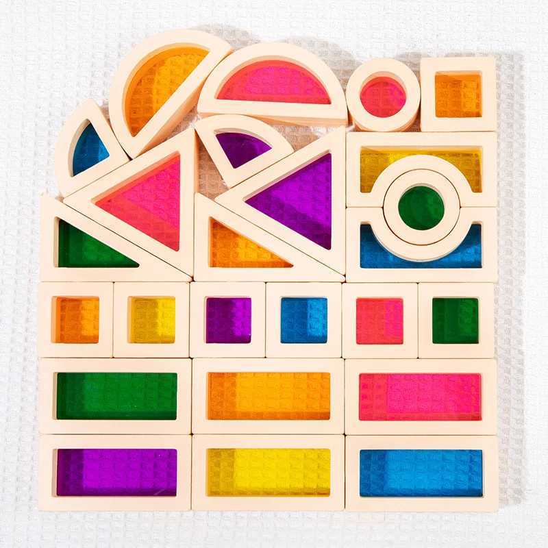 Ordinamento Nidificazione Impilabile giocattoli 60 pezzi/25 pezzi Montessori blocchi impilabili arcobaleno in legno macchine assemblaggio cognizione digitale animale architettonico 24323